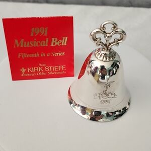 Kirk Stieff Silverplated Musical Bell Christmas Ornament Vintage 1991